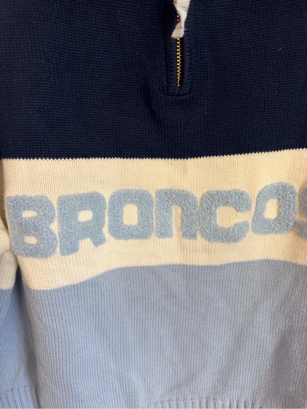 Ellsworth Ivey Broncos Colorblock Half-Zip Sweater - Navy & Light Blue - Picture 3 of 5